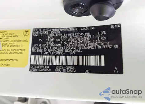 2007 Lexus Rx 350 z USA, uszkodzony, nr VIN 2T2HK31U67C018904